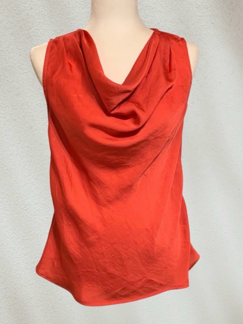 Violet & Claire Shimmery Satin Orange Cowl Neck Sleeveless Top ~ Women’s PM